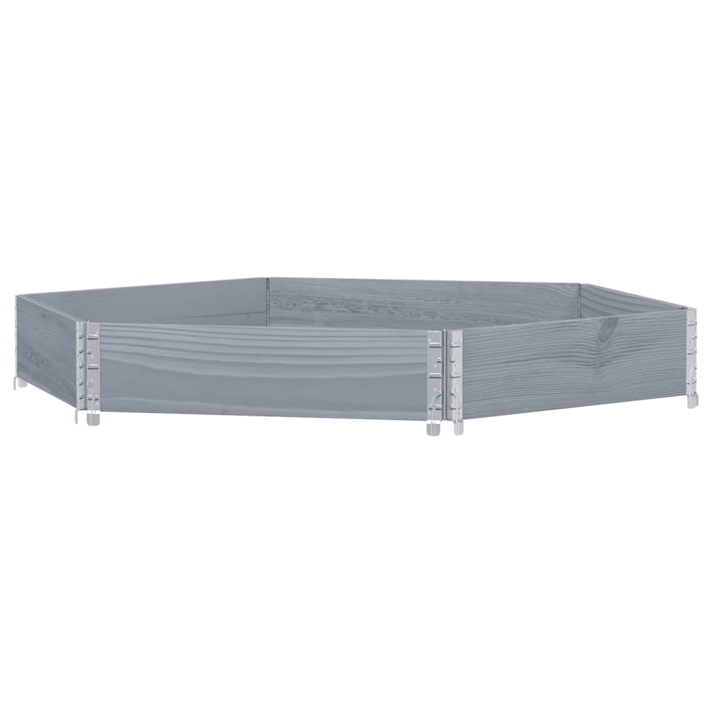 vidaXL Strat înălțat, gri, 160x160 cm, lemn masiv pin, hexagon vidaXL Strat înălțat, gri, 160x160 cm, lemn masiv pin, hexagon