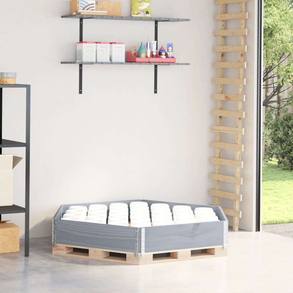vidaXL Strat înălțat, gri, 160x160 cm, lemn masiv pin, hexagon vidaXL Strat înălțat, gri, 160x160 cm, lemn masiv pin, hexagon