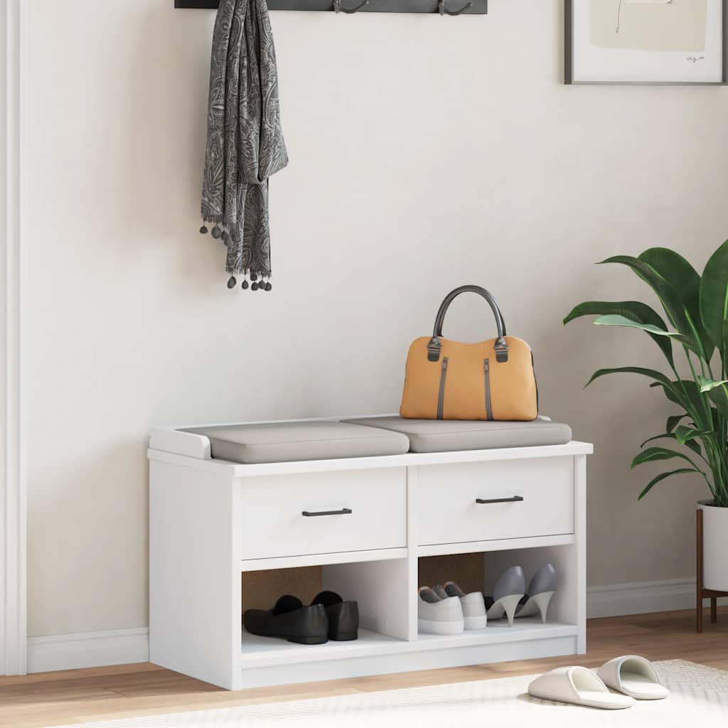 vidaXL Bancă pentru hol „SANDNES” albă 87x40x50 cm, lemn masiv de pin