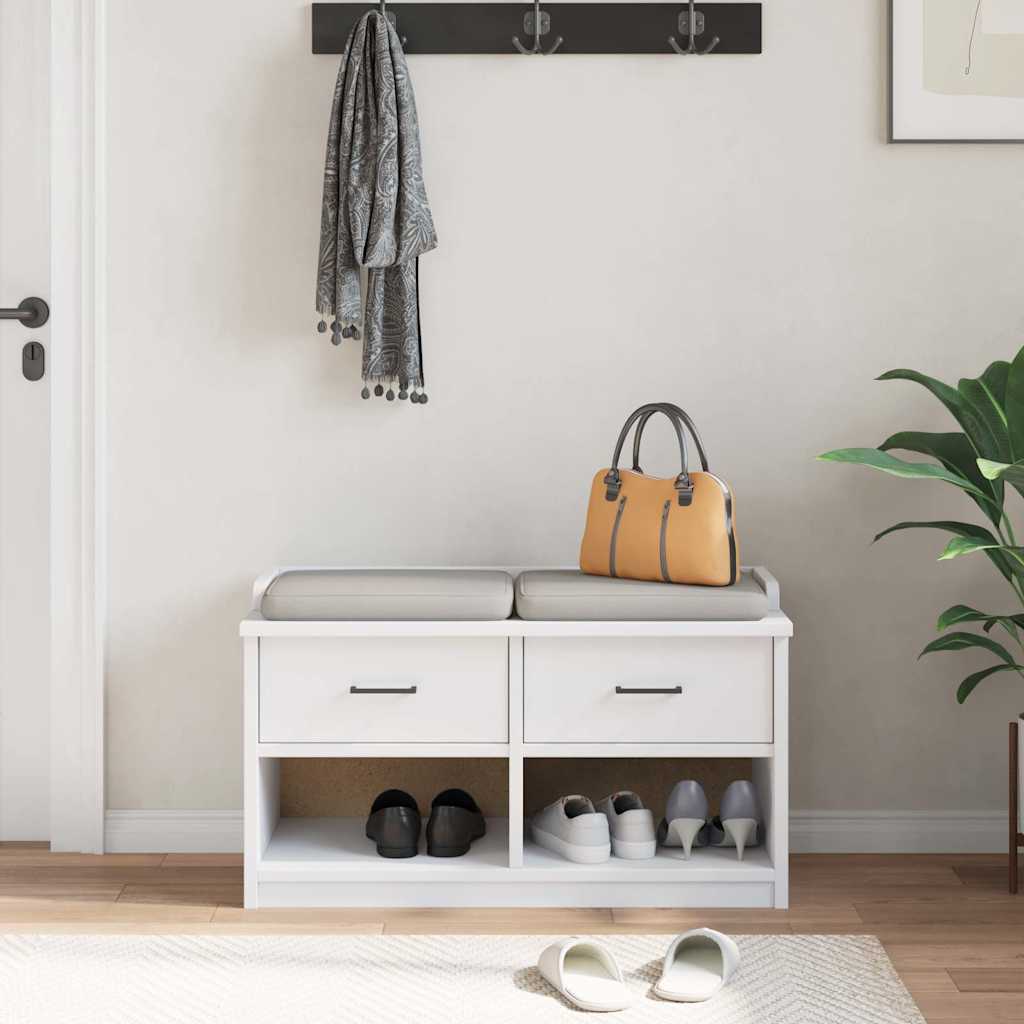 vidaXL Bancă pentru hol „SANDNES” albă 87x40x50 cm, lemn masiv de pin