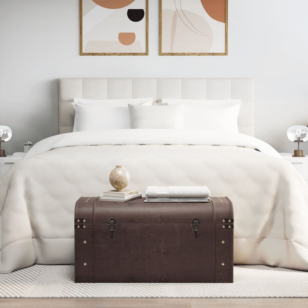 vidaXL Cufăr de comori cu zăvoare maro închis 79,5x39,5x39,5 cm placaj vidaXL Cufăr de comori cu zăvoare maro închis 79,5x39,5x39,5 cm placaj