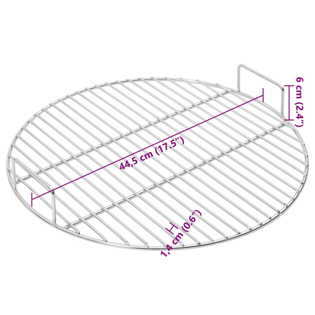 vidaXL Grill de grătar cu mânere, rotund, Ø44,5 cm oțel inoxidabil 304 vidaXL Grill de grătar cu mânere, rotund, Ø44,5 cm oțel inoxidabil 304