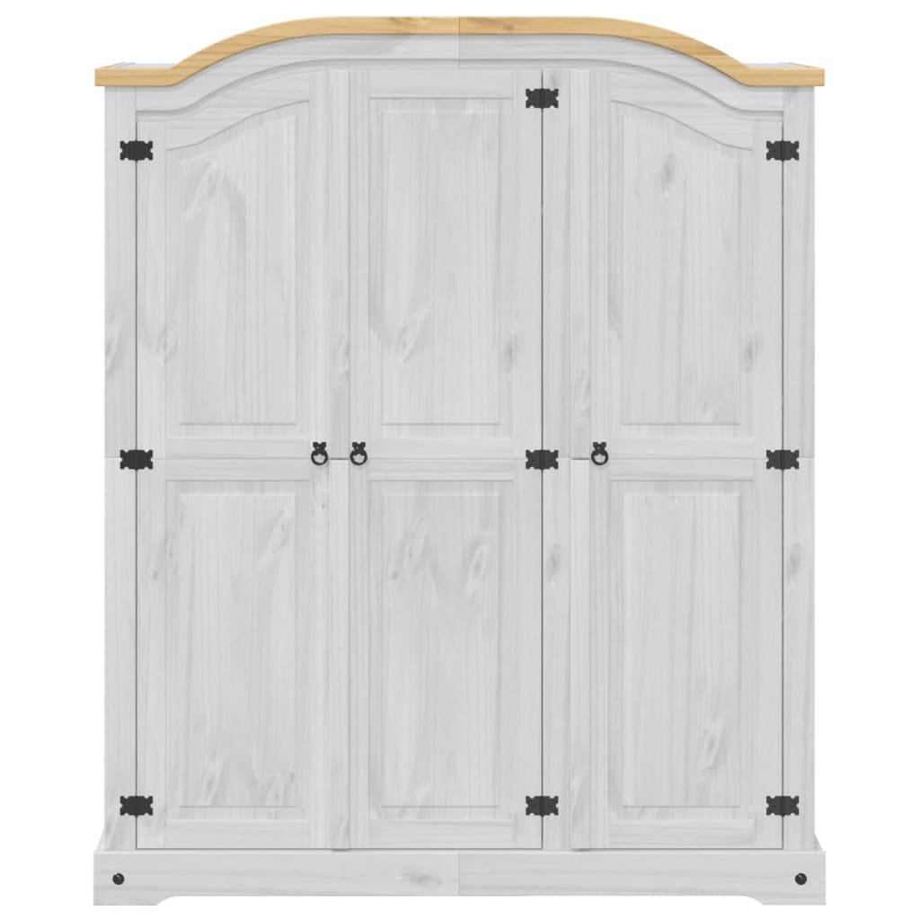 vidaXL Șifonier „Corona”, alb, 151,5x52x186 cm, lemn masiv de pin vidaXL Șifonier „Corona”, alb, 151,5x52x186 cm, lemn masiv de pin