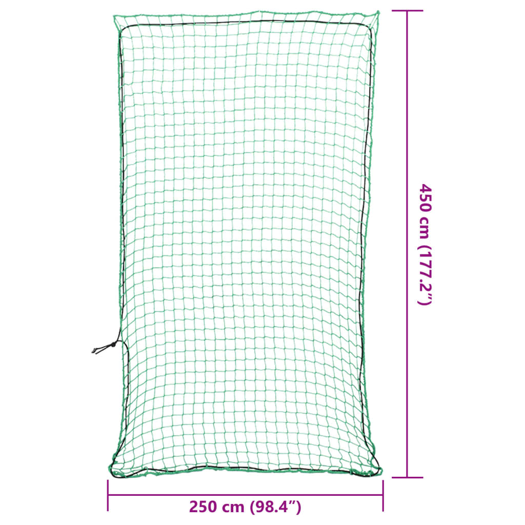vidaXL Plasă de remorcă cu funie elastică, verde, 4,5x2,5 m, PP