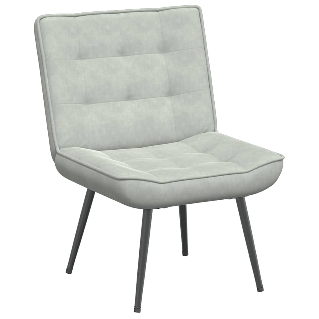 vidaXL Scaun de relaxare cu taburet, gri deschis, catifea vidaXL Scaun de relaxare cu taburet, gri deschis, catifea