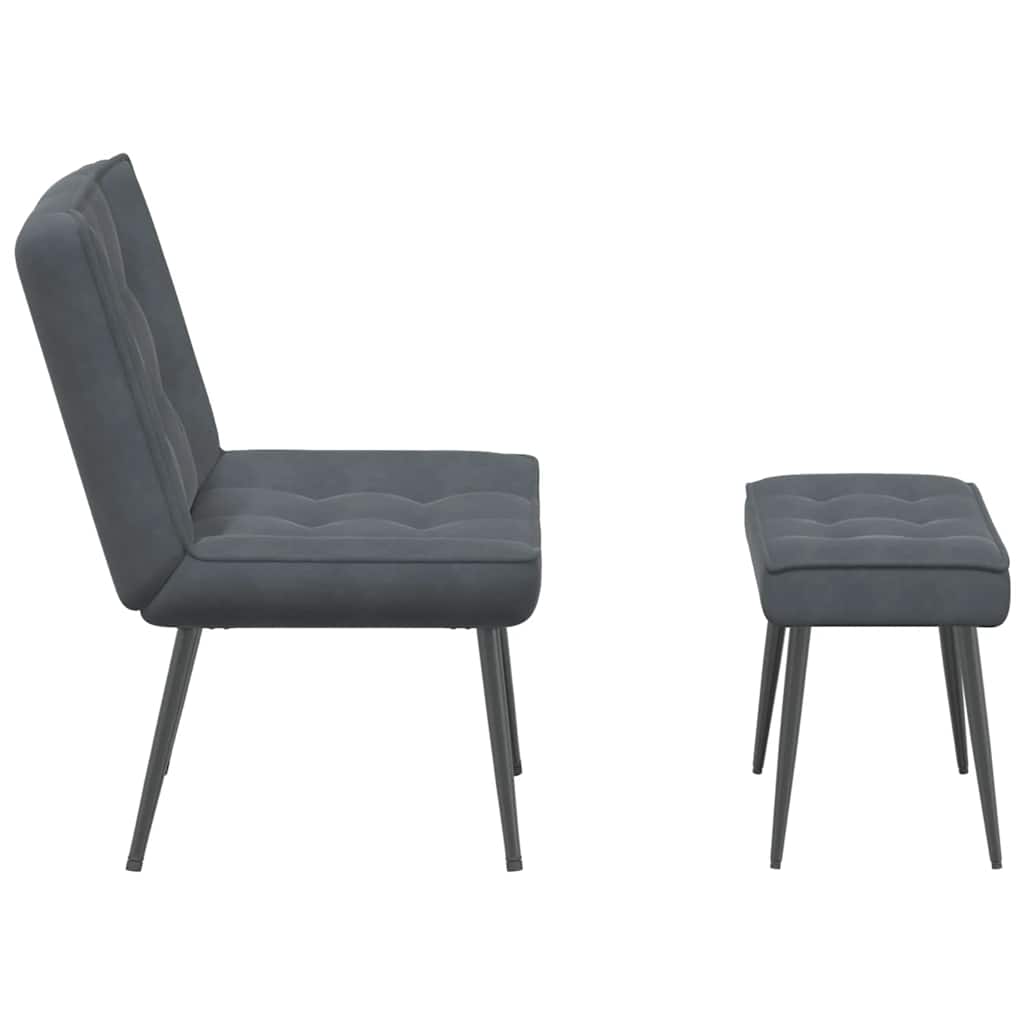 vidaXL Scaun de relaxare cu taburet, gri închis, catifea vidaXL Scaun de relaxare cu taburet, gri închis, catifea