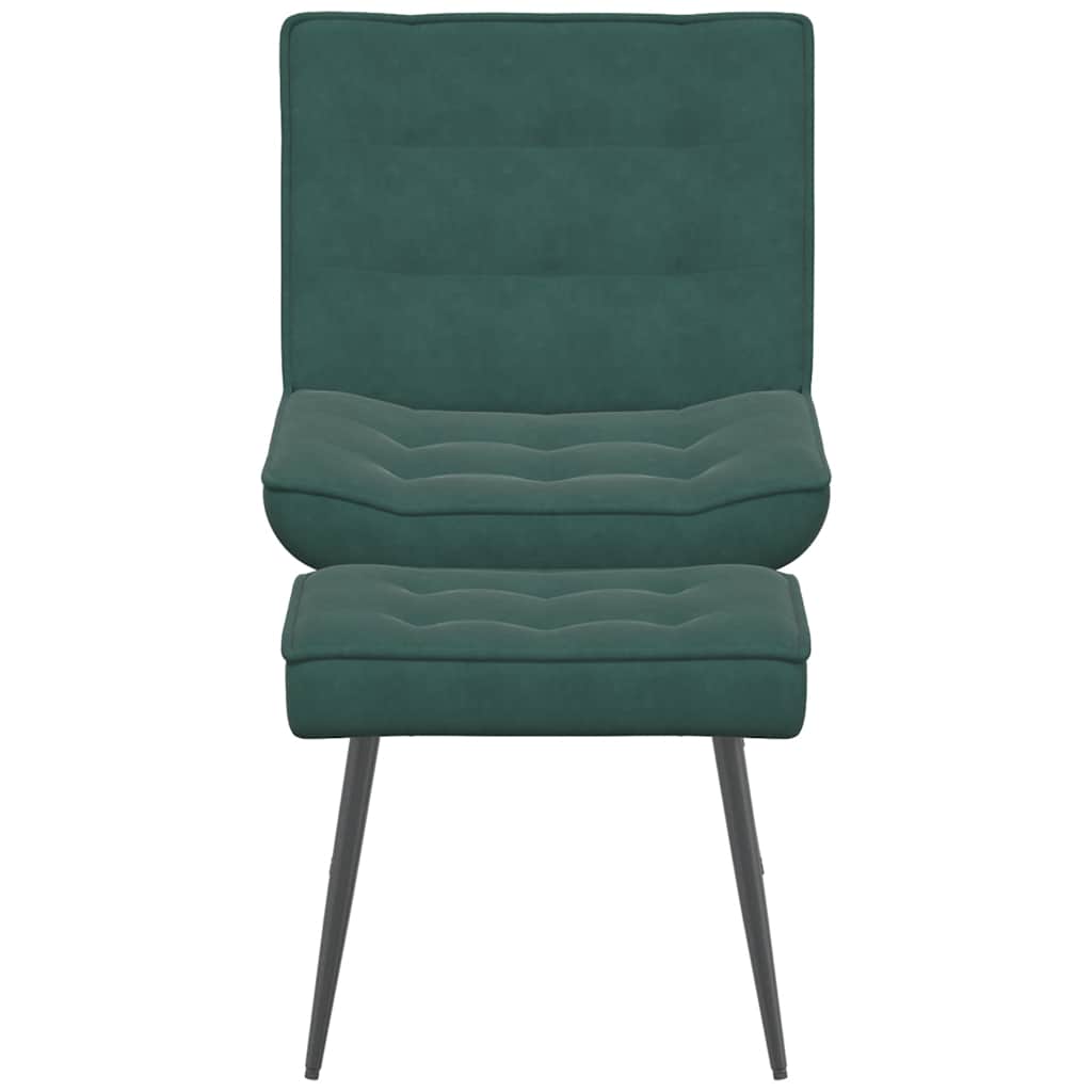 vidaXL Scaun de relaxare cu taburet, verde închis, catifea vidaXL Scaun de relaxare cu taburet, verde închis, catifea
