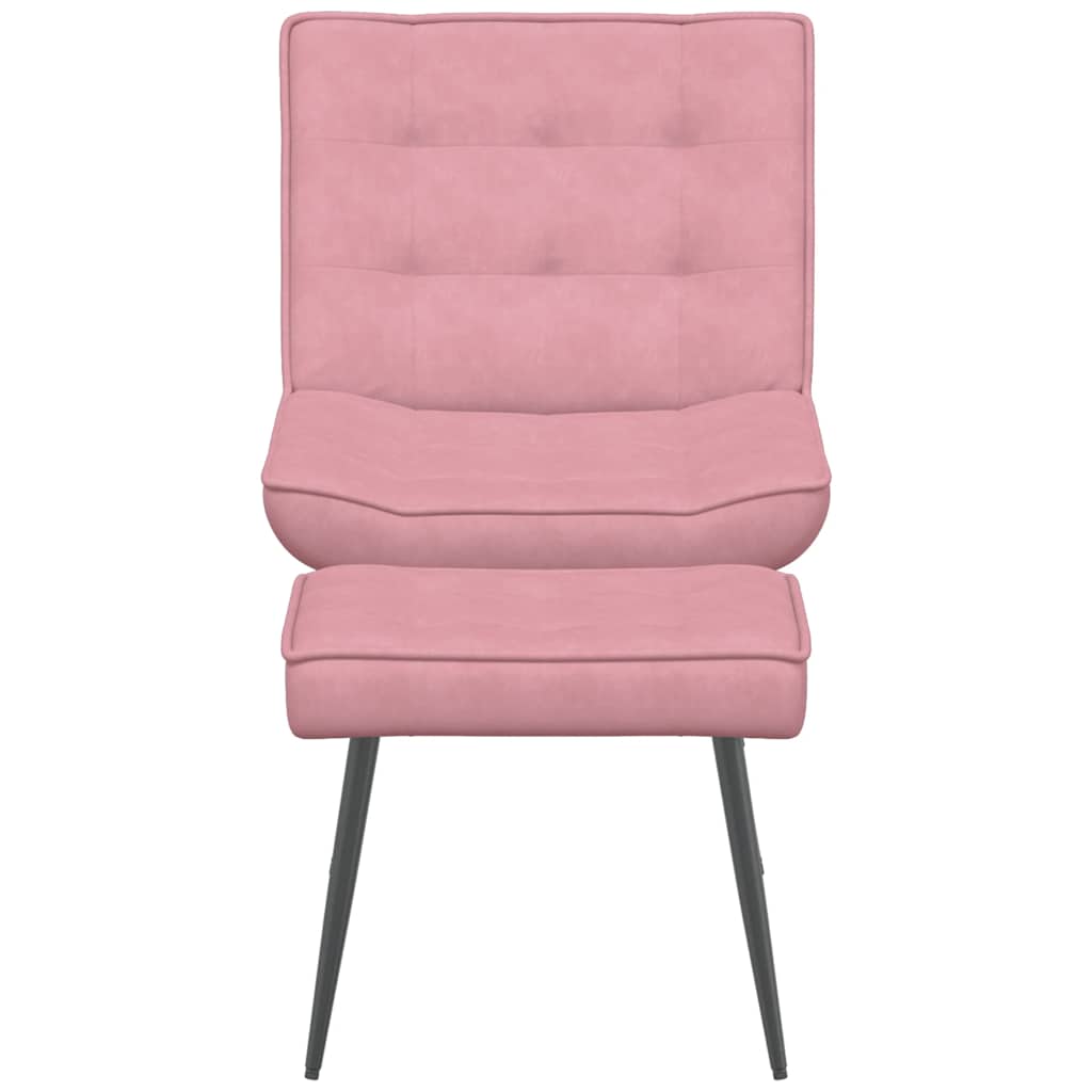 vidaXL Scaun de relaxare cu taburet, roz, catifea