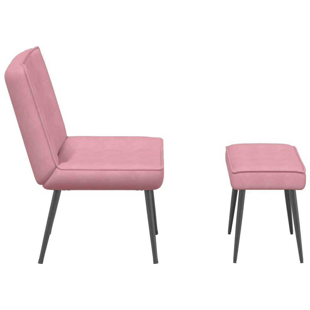 vidaXL Scaun de relaxare cu taburet, roz, catifea