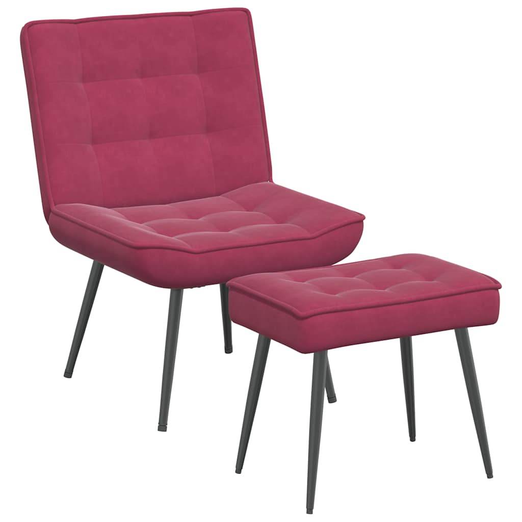 vidaXL Scaun de relaxare cu taburet, roșu vin, catifea vidaXL Scaun de relaxare cu taburet, roșu vin, catifea