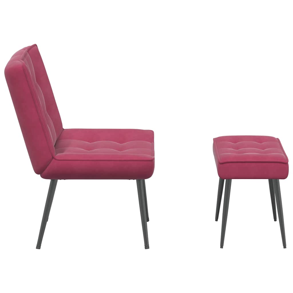 vidaXL Scaun de relaxare cu taburet, roșu vin, catifea vidaXL Scaun de relaxare cu taburet, roșu vin, catifea