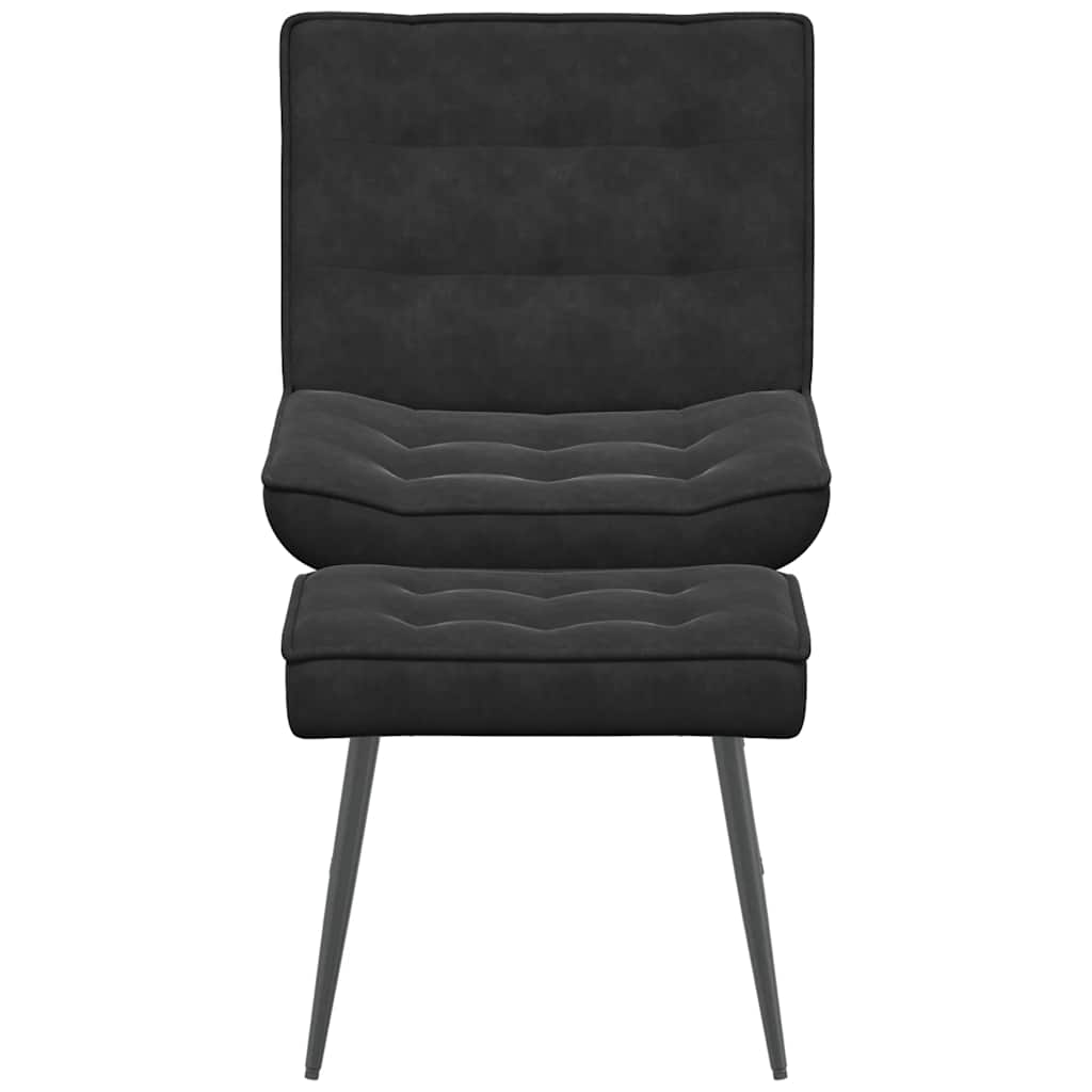 vidaXL Scaun de relaxare cu taburet, negru, catifea vidaXL Scaun de relaxare cu taburet, negru, catifea
