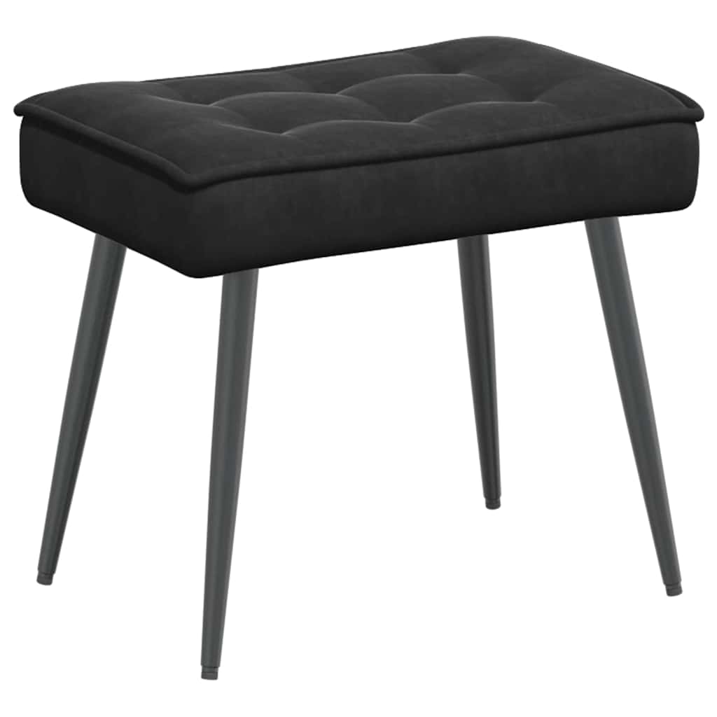 vidaXL Scaun de relaxare cu taburet, negru, catifea vidaXL Scaun de relaxare cu taburet, negru, catifea