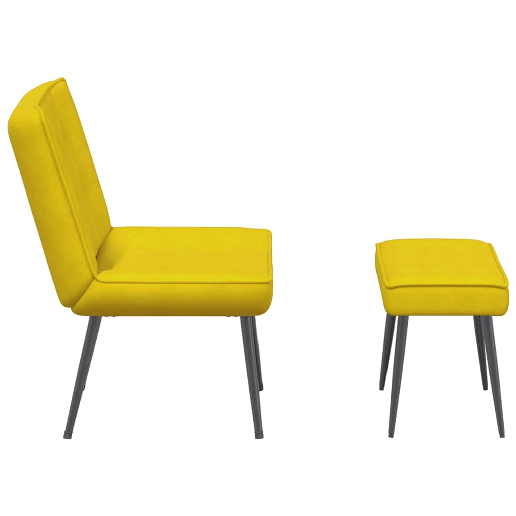 vidaXL Scaun de relaxare cu scaun catifea galbenă vidaXL Scaun de relaxare cu scaun catifea galbenă