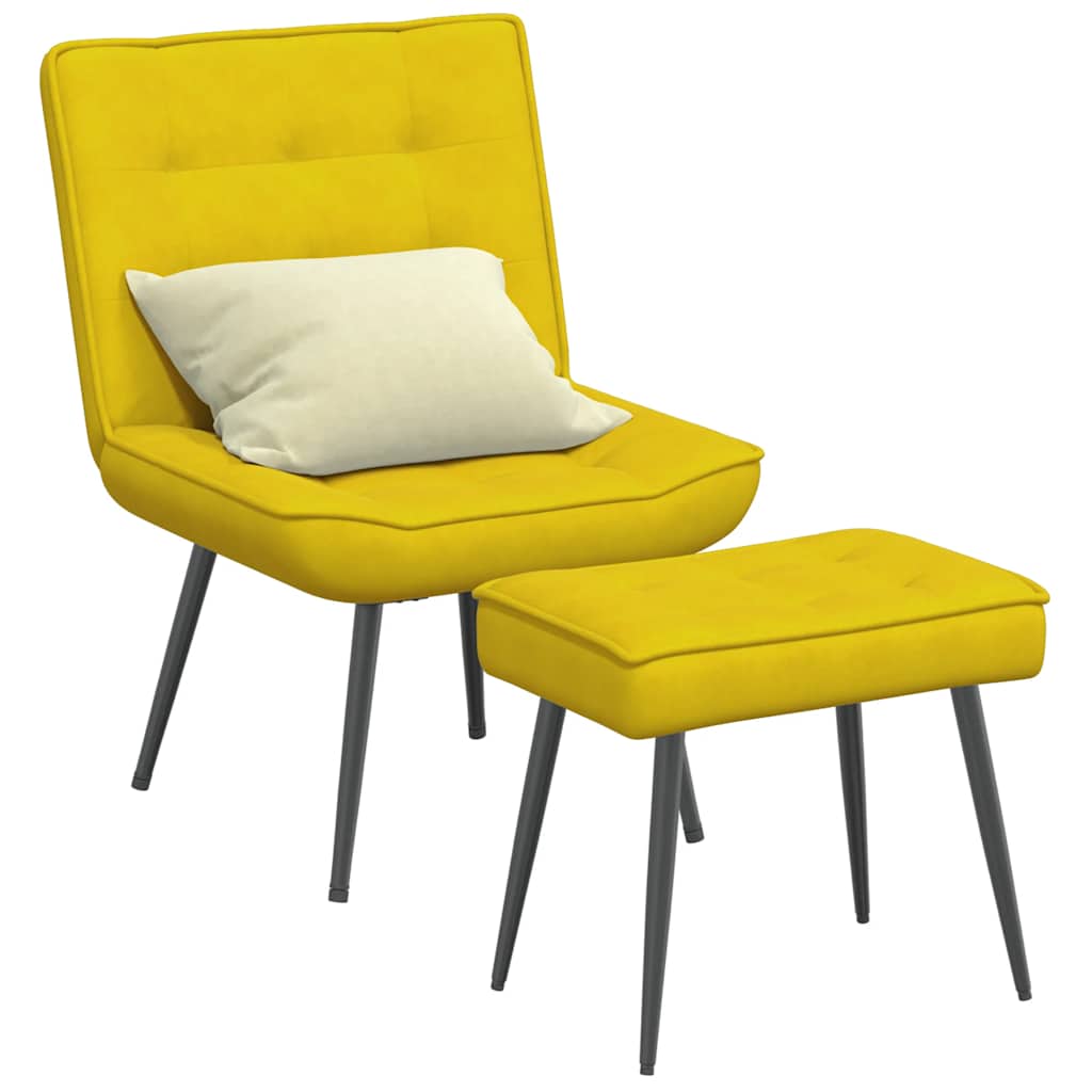 vidaXL Scaun de relaxare cu scaun catifea galbenă vidaXL Scaun de relaxare cu scaun catifea galbenă