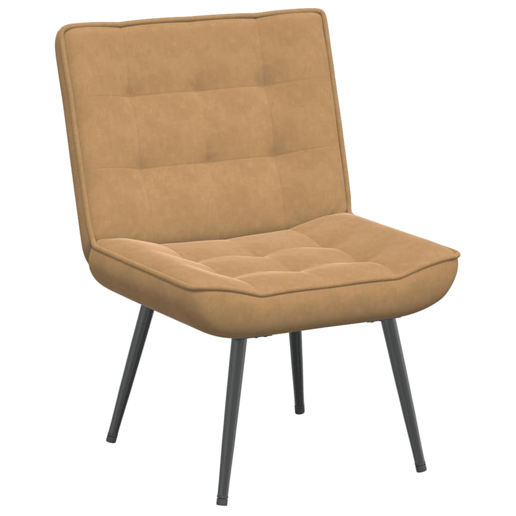 vidaXL Scaun de relaxare cu taburet, maro, catifea vidaXL Scaun de relaxare cu taburet, maro, catifea