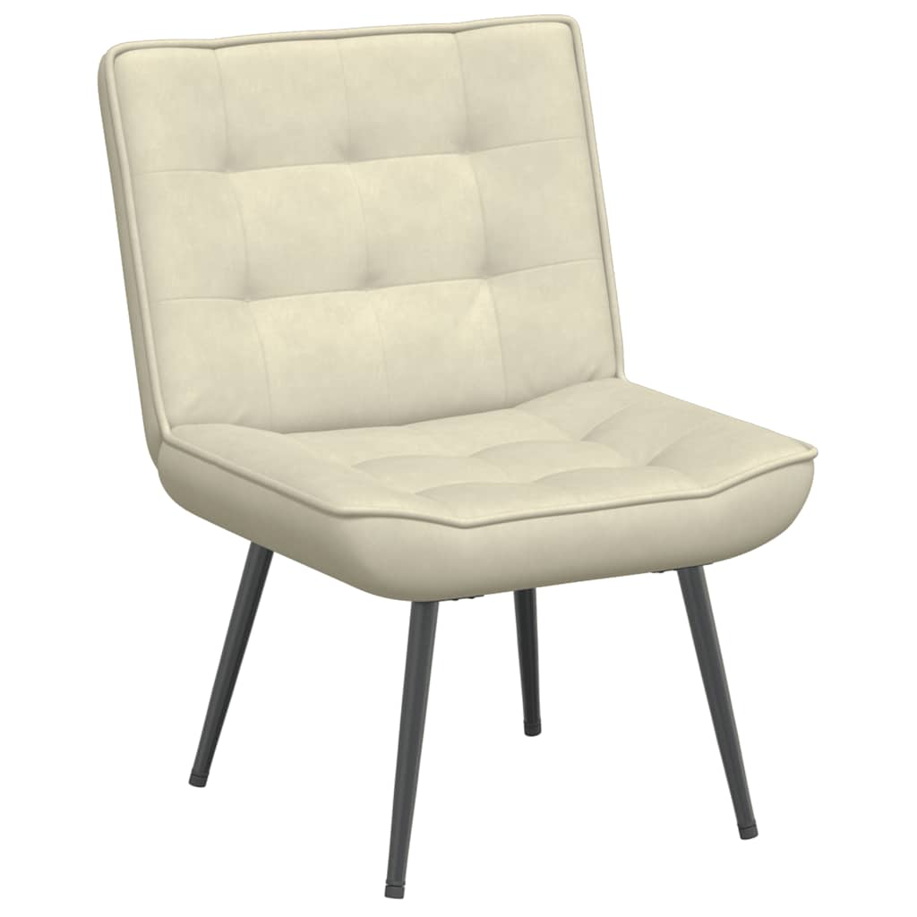 vidaXL Scaun de relaxare cu scaun catifea crem vidaXL Scaun de relaxare cu scaun catifea crem