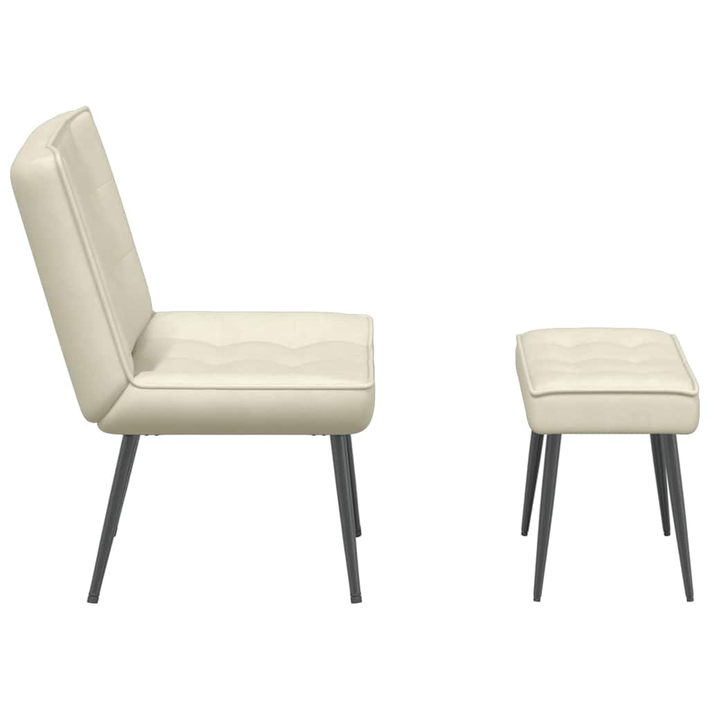 vidaXL Scaun de relaxare cu scaun catifea crem vidaXL Scaun de relaxare cu scaun catifea crem