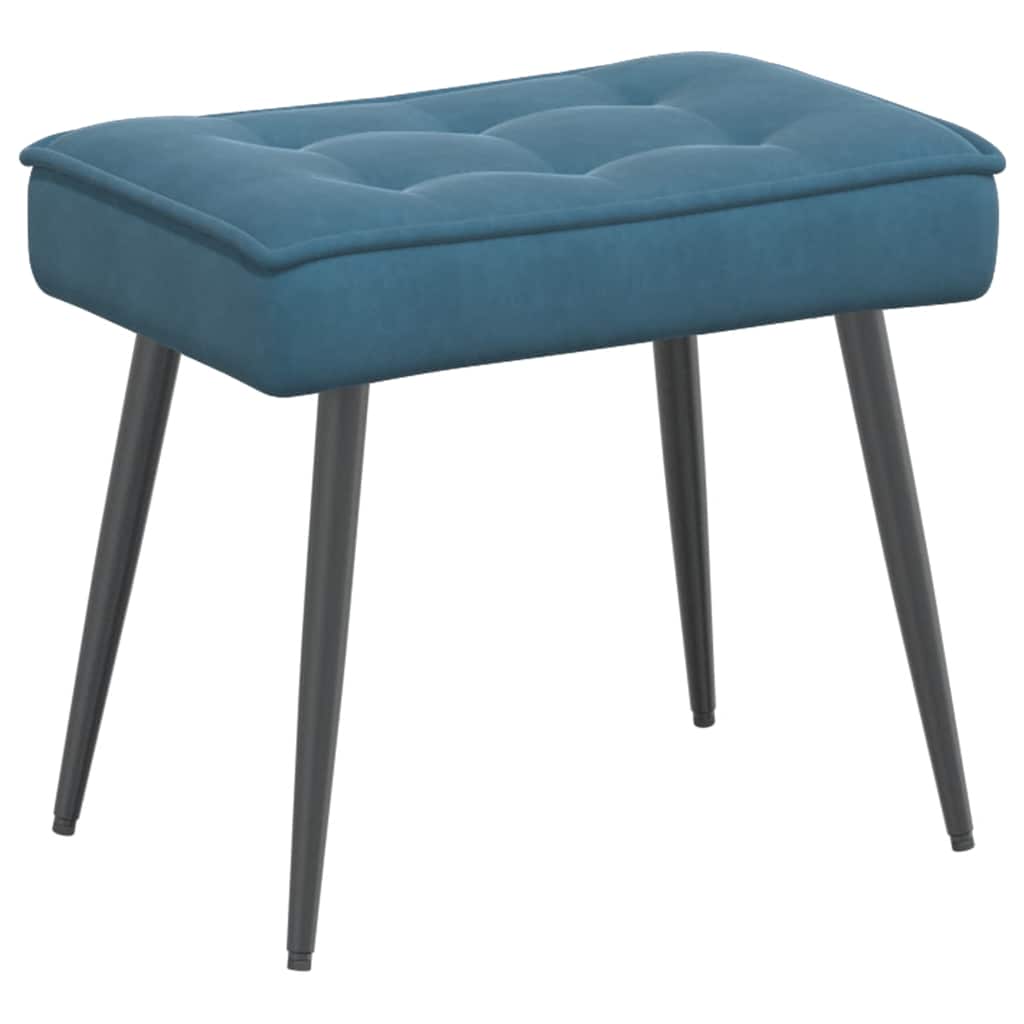 vidaXL Scaun de relaxare cu taburet, albastru, catifea vidaXL Scaun de relaxare cu taburet, albastru, catifea