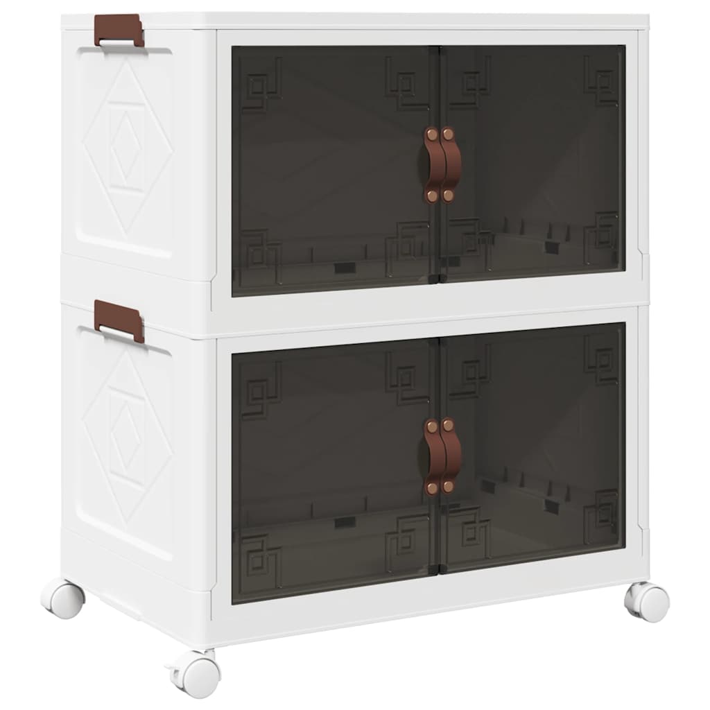 vidaXL Cutie de depozitare stivuită cu roți 2 niveluri 75 L 64x40x76cm vidaXL Cutie de depozitare stivuită cu roți 2 niveluri 75 L 64x40x76cm