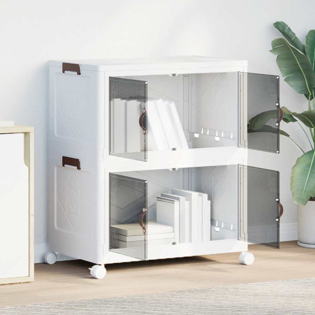 vidaXL Cutie de depozitare stivuită cu roți 2 niveluri 75 L 64x40x76cm vidaXL Cutie de depozitare stivuită cu roți 2 niveluri 75 L 64x40x76cm