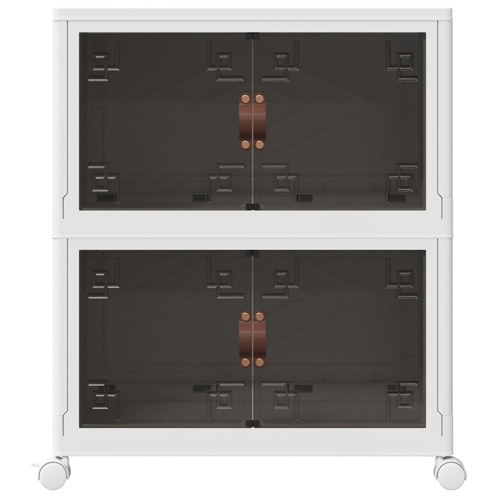 vidaXL Cutie de depozitare stivuită cu roți 2 niveluri 75 L 64x40x76cm vidaXL Cutie de depozitare stivuită cu roți 2 niveluri 75 L 64x40x76cm