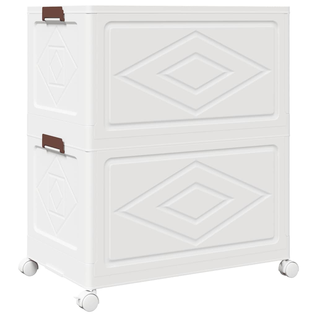 vidaXL Cutie de depozitare stivuită cu roți 2 niveluri 75 L 64x40x76cm vidaXL Cutie de depozitare stivuită cu roți 2 niveluri 75 L 64x40x76cm
