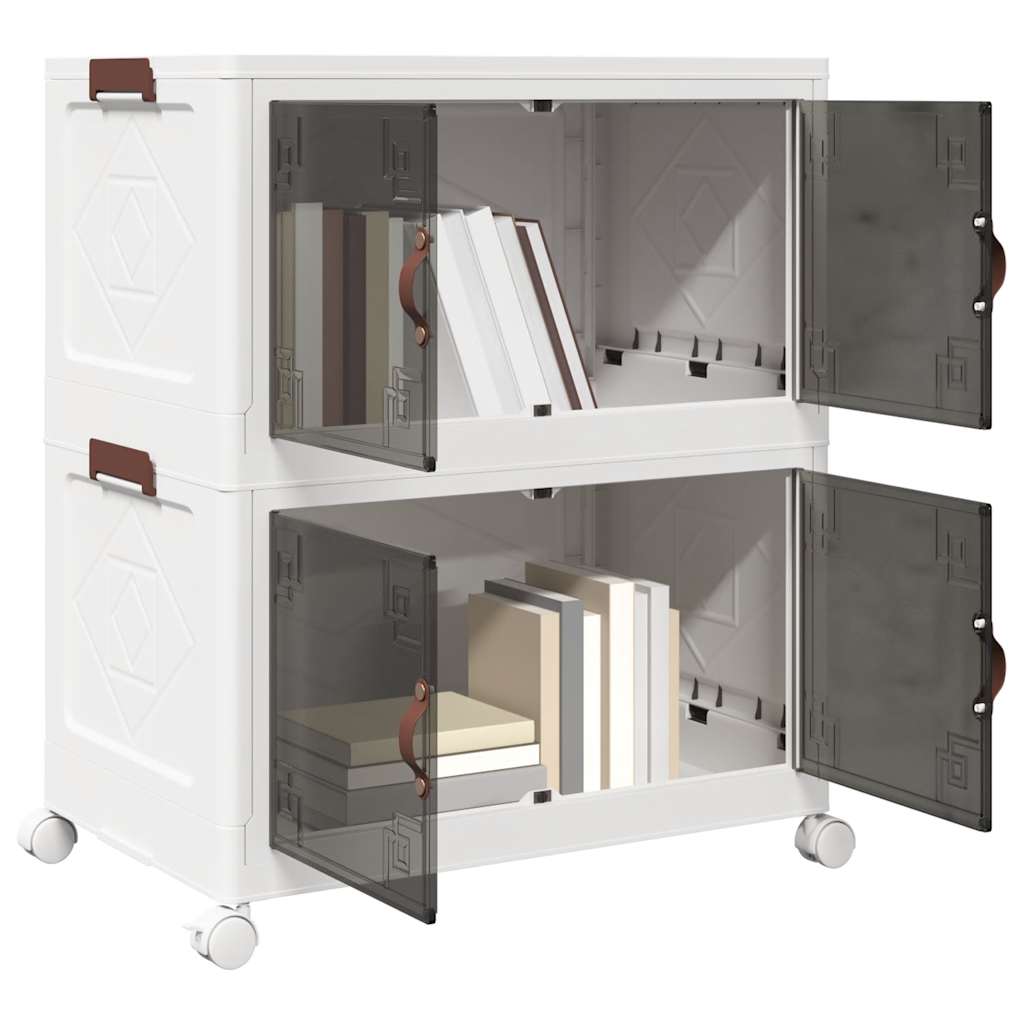 vidaXL Cutie de depozitare stivuită cu roți 2 niveluri 75 L 64x40x76cm vidaXL Cutie de depozitare stivuită cu roți 2 niveluri 75 L 64x40x76cm