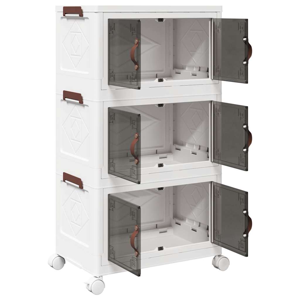 vidaXL Cutie de depozitare stivuită cu roți 28 L 48,5x29,5x86 cm vidaXL Cutie de depozitare stivuită cu roți 28 L 48,5x29,5x86 cm
