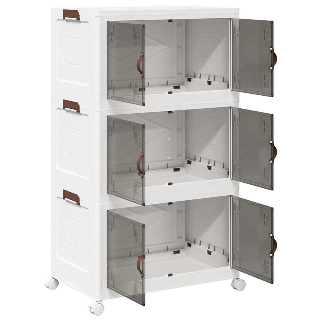 vidaXL Cutie de depozitare stivuită cu roți 3 niveluri 75 L vidaXL Cutie de depozitare stivuită cu roți 3 niveluri 75 L