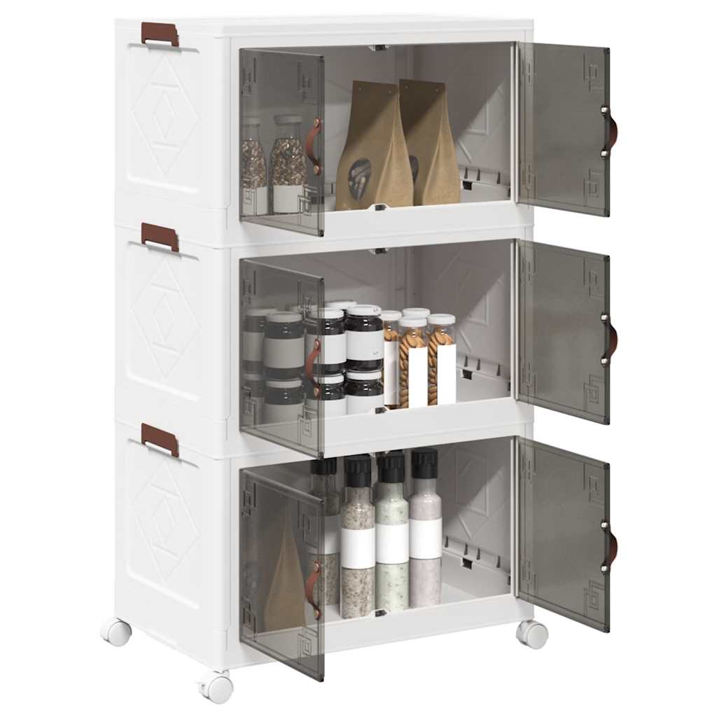 vidaXL Cutie de depozitare stivuită cu roți 3 niveluri 75 L vidaXL Cutie de depozitare stivuită cu roți 3 niveluri 75 L