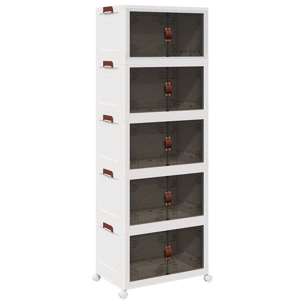 vidaXL Cutie de depozitare stivuită cu roți 5 niveluri 75L 64x40x179cm vidaXL Cutie de depozitare stivuită cu roți 5 niveluri 75L 64x40x179cm