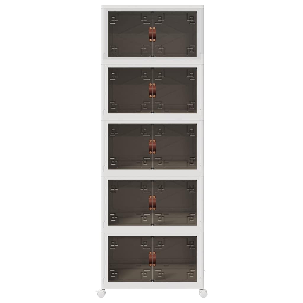 vidaXL Cutie de depozitare stivuită cu roți 5 niveluri 75L 64x40x179cm vidaXL Cutie de depozitare stivuită cu roți 5 niveluri 75L 64x40x179cm