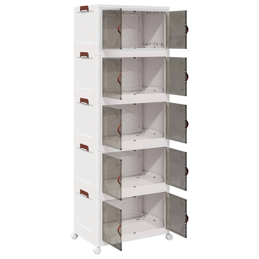 vidaXL Cutie de depozitare stivuită cu roți 5 niveluri 75L 64x40x179cm vidaXL Cutie de depozitare stivuită cu roți 5 niveluri 75L 64x40x179cm