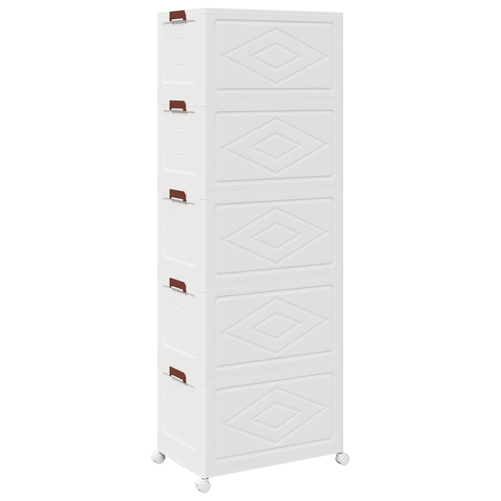 vidaXL Cutie de depozitare stivuită cu roți 5 niveluri 75L 64x40x179cm vidaXL Cutie de depozitare stivuită cu roți 5 niveluri 75L 64x40x179cm