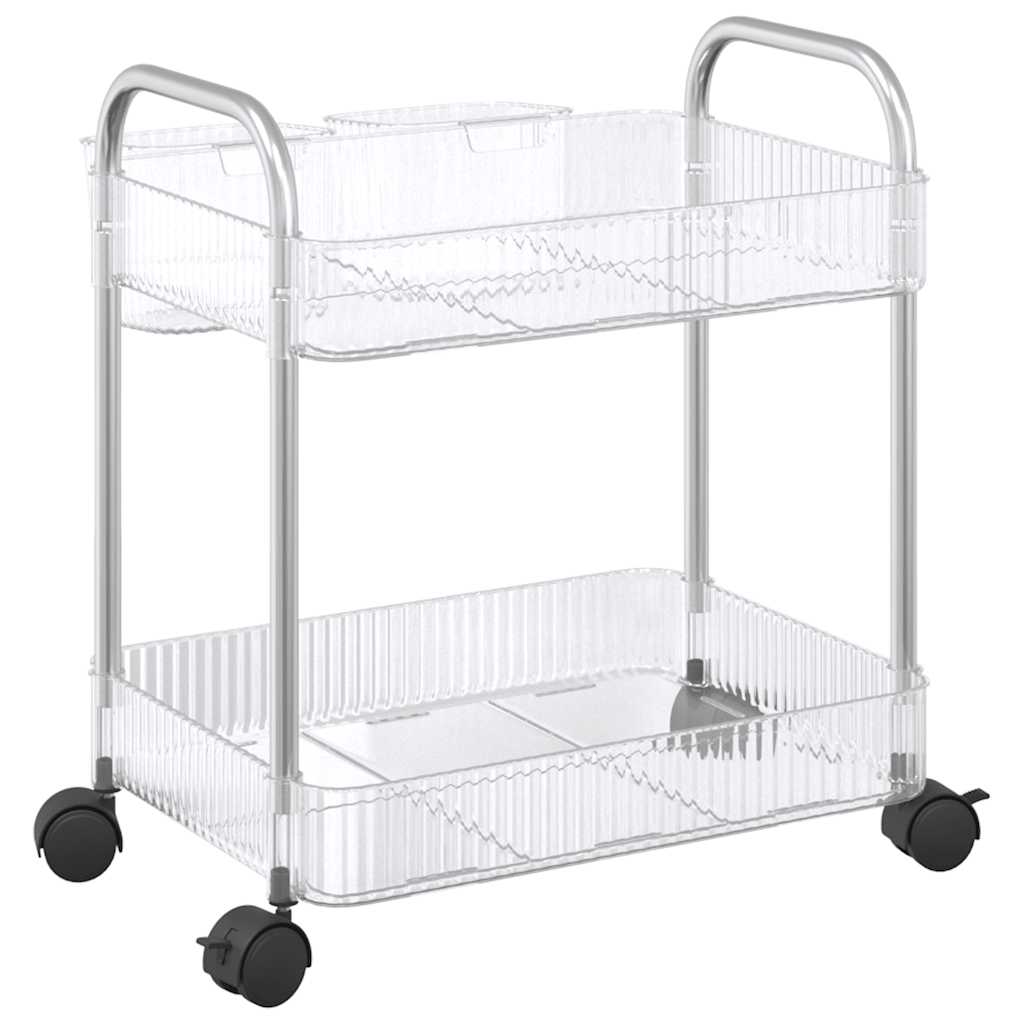 vidaXL Cărucior de depozitare cu 2 niveluri transparent acrilic vidaXL Cărucior de depozitare cu 2 niveluri transparent acrilic