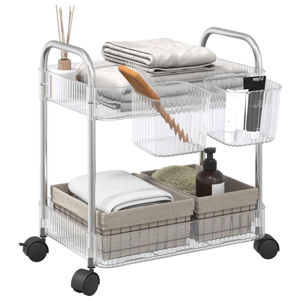 vidaXL Cărucior de depozitare cu 2 niveluri transparent acrilic vidaXL Cărucior de depozitare cu 2 niveluri transparent acrilic