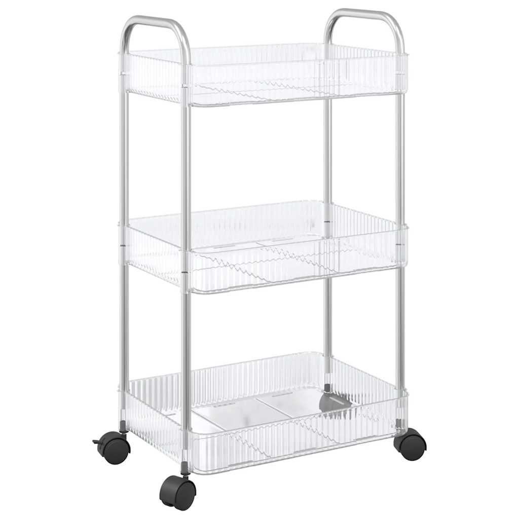 vidaXL Cărucior de depozitare cu 3 niveluri transparent acrilic vidaXL Cărucior de depozitare cu 3 niveluri transparent acrilic