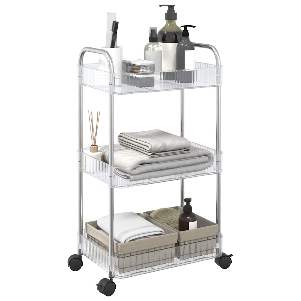 vidaXL Cărucior de depozitare cu 3 niveluri transparent acrilic vidaXL Cărucior de depozitare cu 3 niveluri transparent acrilic