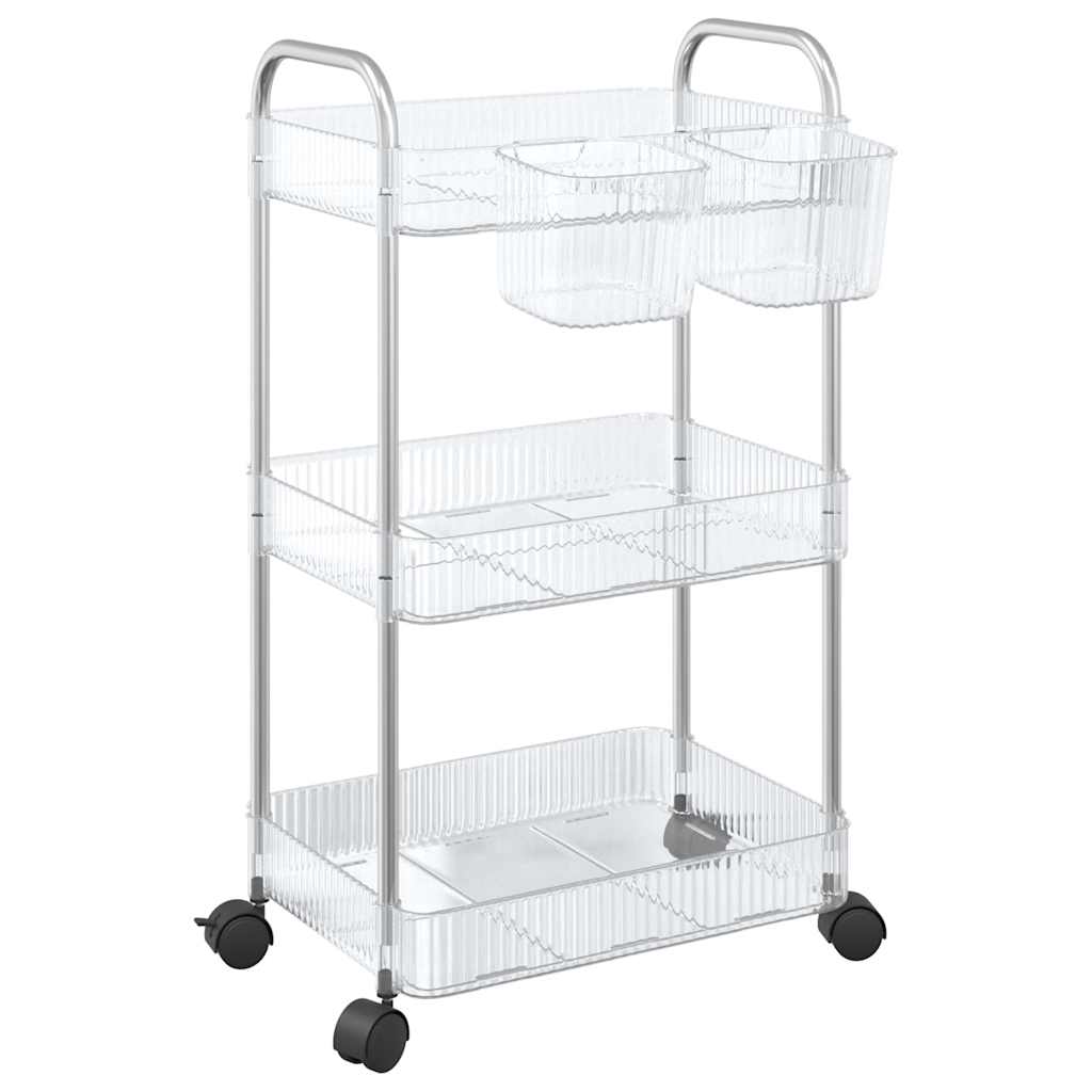 vidaXL Cărucior de depozitare cu 3 niveluri transparent acrilic vidaXL Cărucior de depozitare cu 3 niveluri transparent acrilic