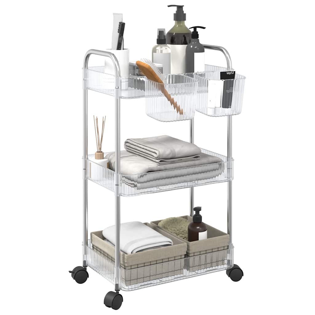 vidaXL Cărucior de depozitare cu 3 niveluri transparent acrilic vidaXL Cărucior de depozitare cu 3 niveluri transparent acrilic