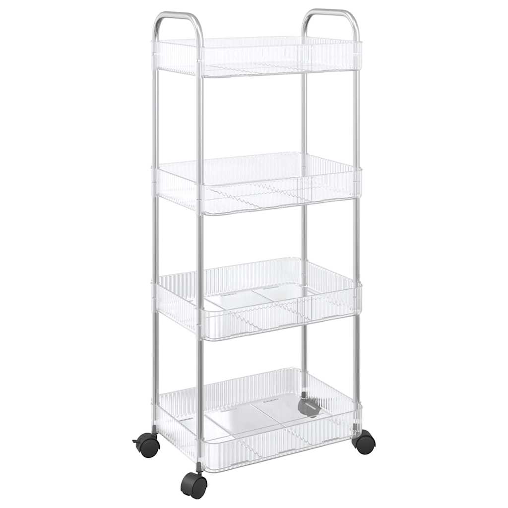 vidaXL Cărucior de depozitare cu 4 niveluri, transparent acrilic vidaXL Cărucior de depozitare cu 4 niveluri, transparent acrilic