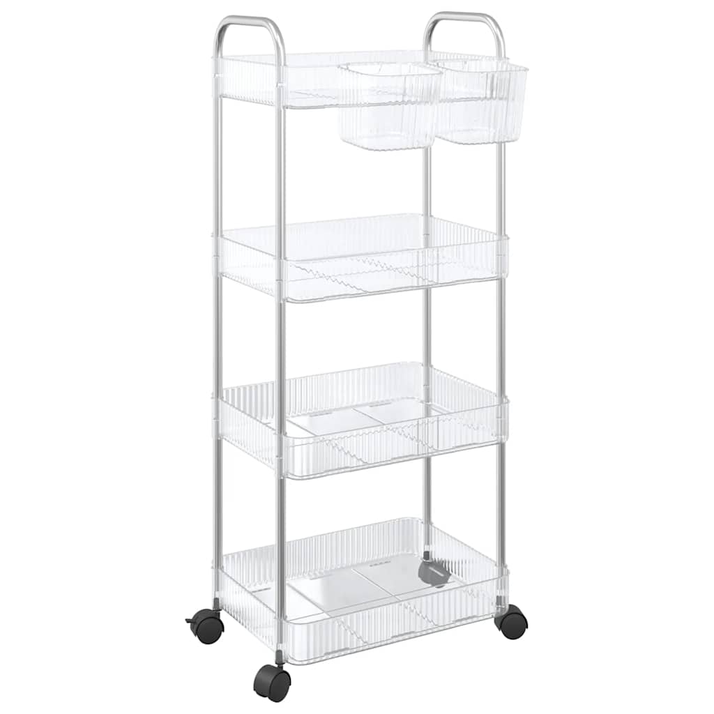 vidaXL Cărucior de depozitare cu 4 niveluri, transparent acrilic vidaXL Cărucior de depozitare cu 4 niveluri, transparent acrilic