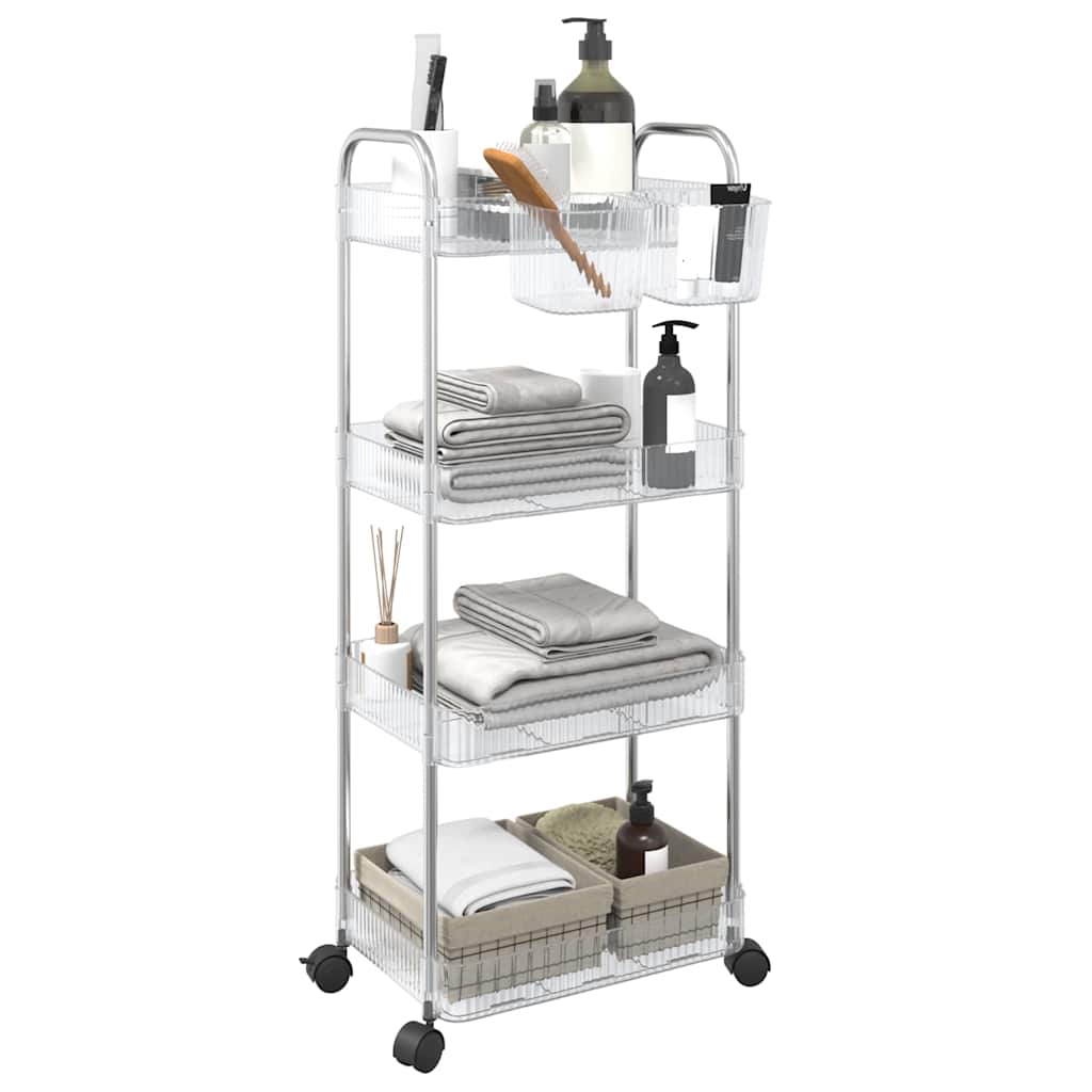 vidaXL Cărucior de depozitare cu 4 niveluri, transparent acrilic vidaXL Cărucior de depozitare cu 4 niveluri, transparent acrilic