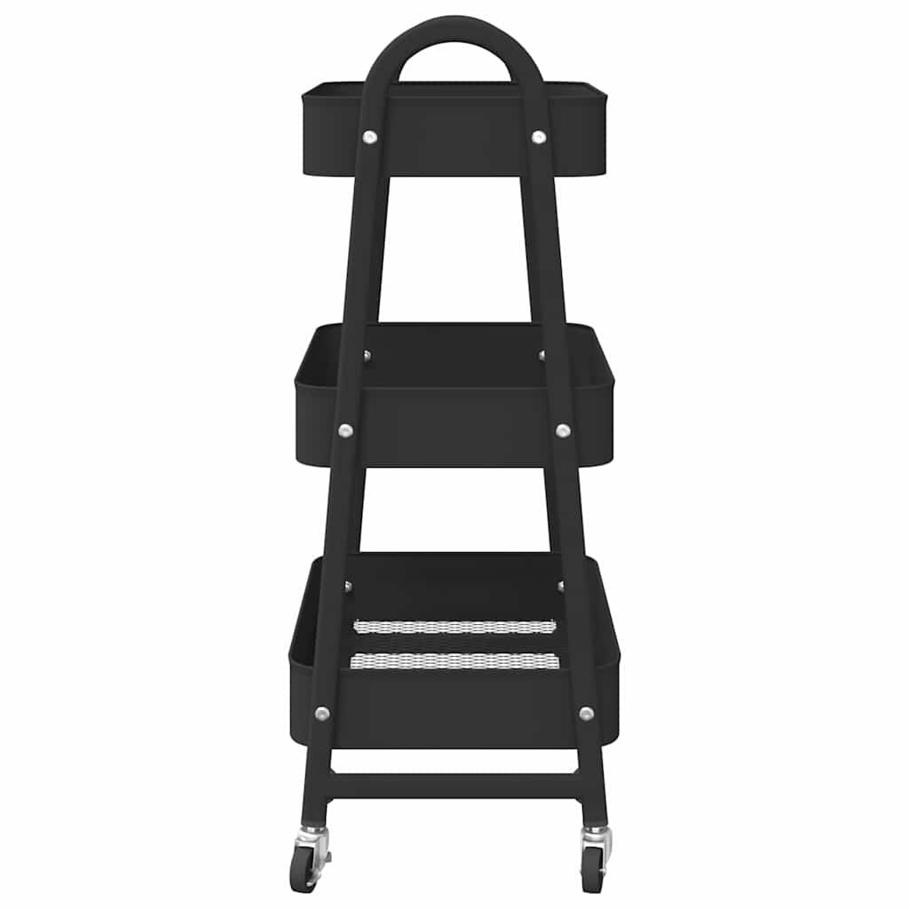 vidaXL Cărucior de depozitare 3 niveluri negru 42x41,5x77 cm oțel vidaXL Cărucior de depozitare 3 niveluri negru 42x41,5x77 cm oțel