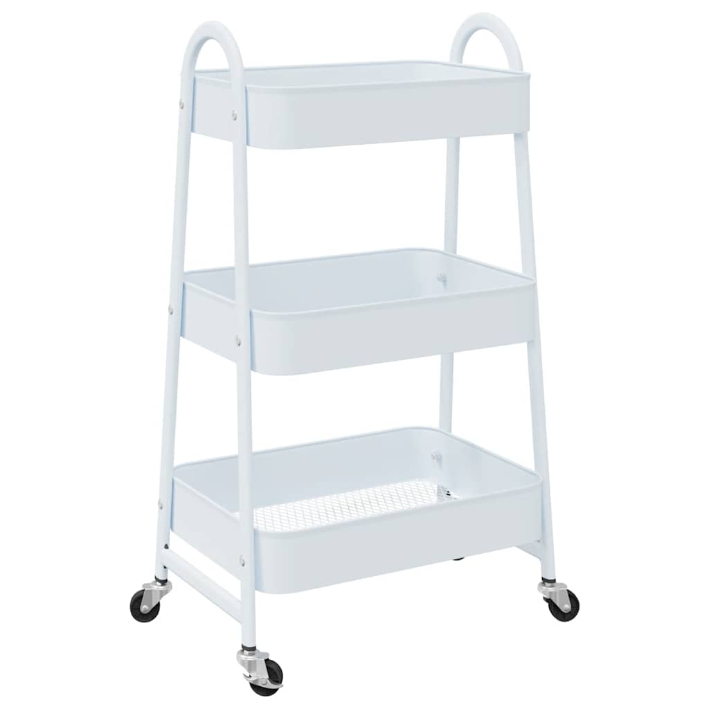 vidaXL Cărucior de depozitare 3 niveluri alb42x41,5x77 cm oțel vidaXL Cărucior de depozitare 3 niveluri alb42x41,5x77 cm oțel