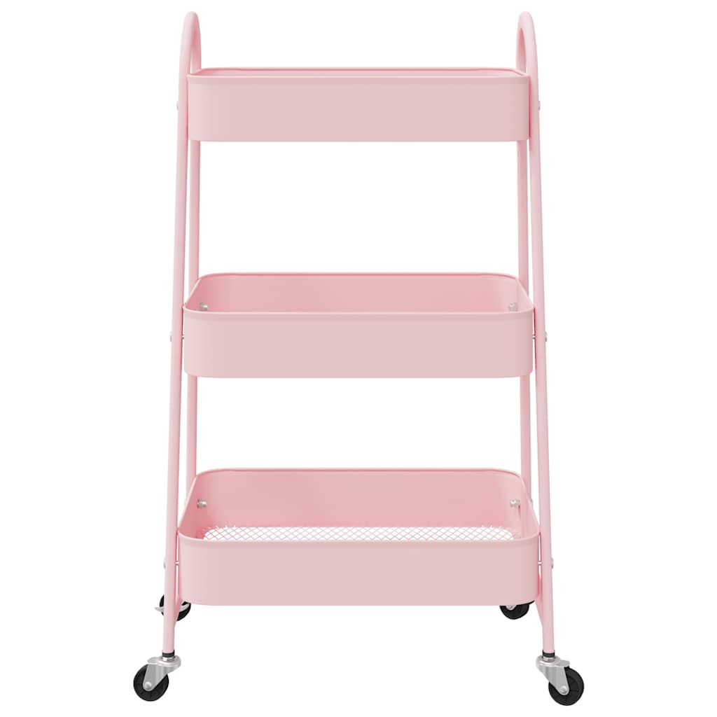 vidaXL Cărucior de depozitare 3 niveluri roz 42x41,5x77 cm oțel vidaXL Cărucior de depozitare 3 niveluri roz 42x41,5x77 cm oțel