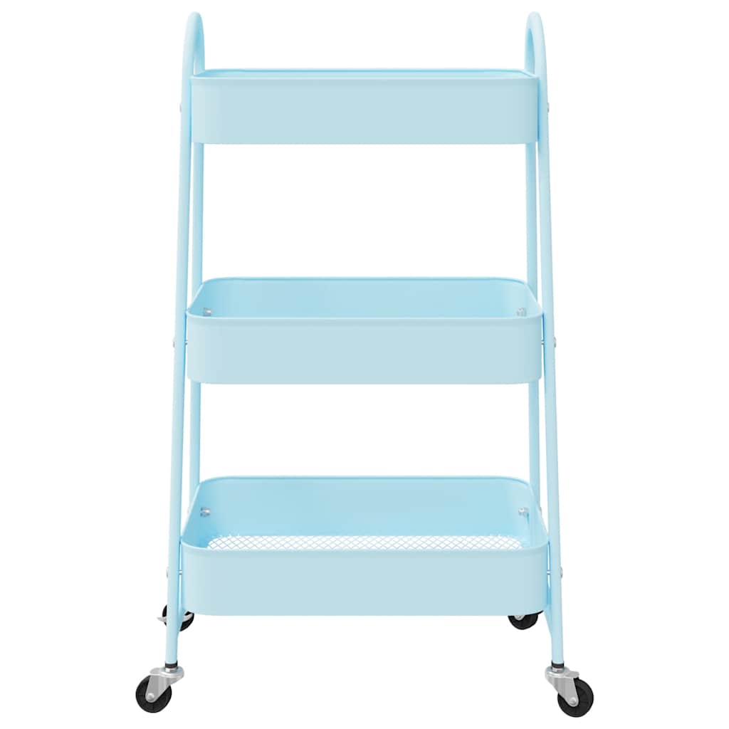 vidaXL Cărucior de depozitare 3 niveluri albastru 42x41,5x77 cm oțel vidaXL Cărucior de depozitare 3 niveluri albastru 42x41,5x77 cm oțel