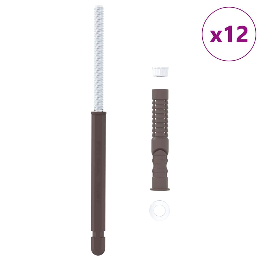 vidaXL Brackets pentru rafturi flotante 12 pcs Maro Ø10 x 170 mm Oțel vidaXL Brackets pentru rafturi flotante 12 pcs Maro Ø10 x 170 mm Oțel