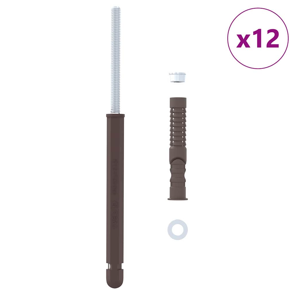 vidaXL Brackets pentru rafturi flotante 12 pcs Maro Ø12 x 190 mm Oțel vidaXL Brackets pentru rafturi flotante 12 pcs Maro Ø12 x 190 mm Oțel